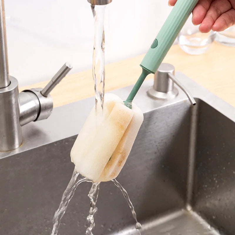 New Nordic-style Cup Brush Long-handled Sponge Cup Brush Detachable and Replaceable Head Baby Bottle and Thermos Cup Clean Brush