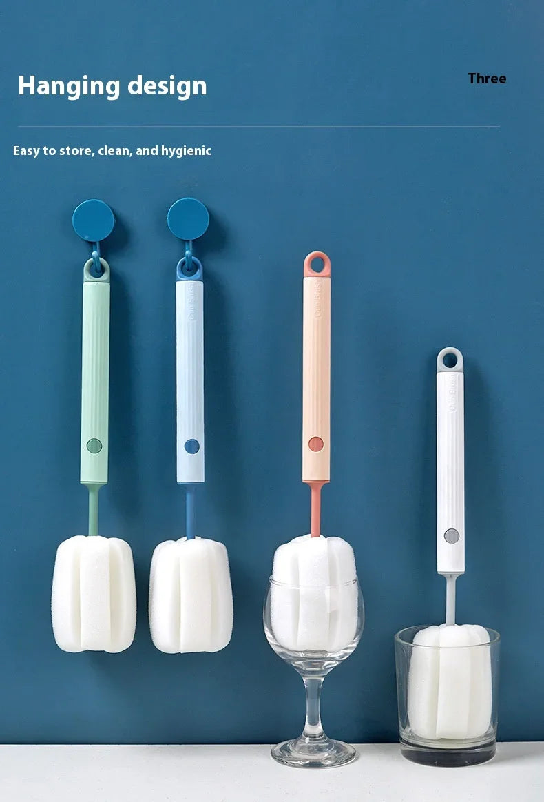 New Nordic-style Cup Brush Long-handled Sponge Cup Brush Detachable and Replaceable Head Baby Bottle and Thermos Cup Clean Brush