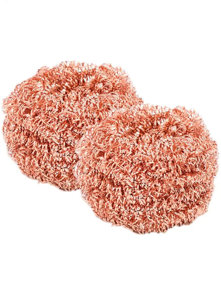 2 pcs/set Kitchen Scrub Pads Copper Dishwashing Brush Dish Cleaning Brush Wire Pot Scrubber Cleaning Supplies Dishwashing Sponge