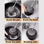 304 Stainless Steel Pot Brush Kitchen Special Pot Washing Steel Wool Ball Brush Long Handle Dish Cleaning Brush Pot Brush Tools