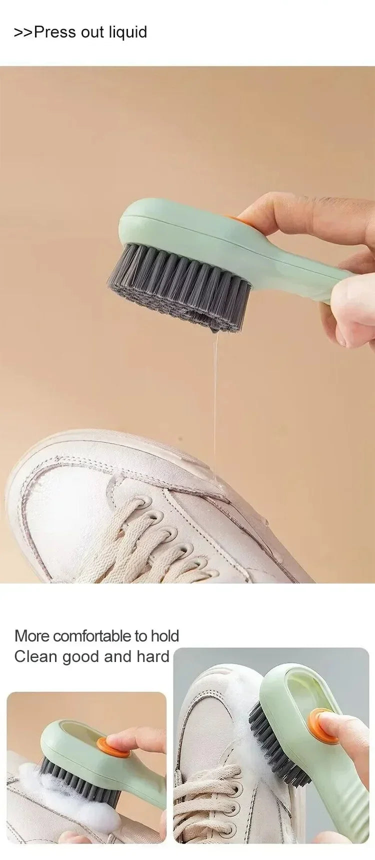 Multifunction Cleaning Shoe Brush Soft Automatic Liquid Shoe Brush Long Handle Liquid Clothes Brush Household Cleaning Tools