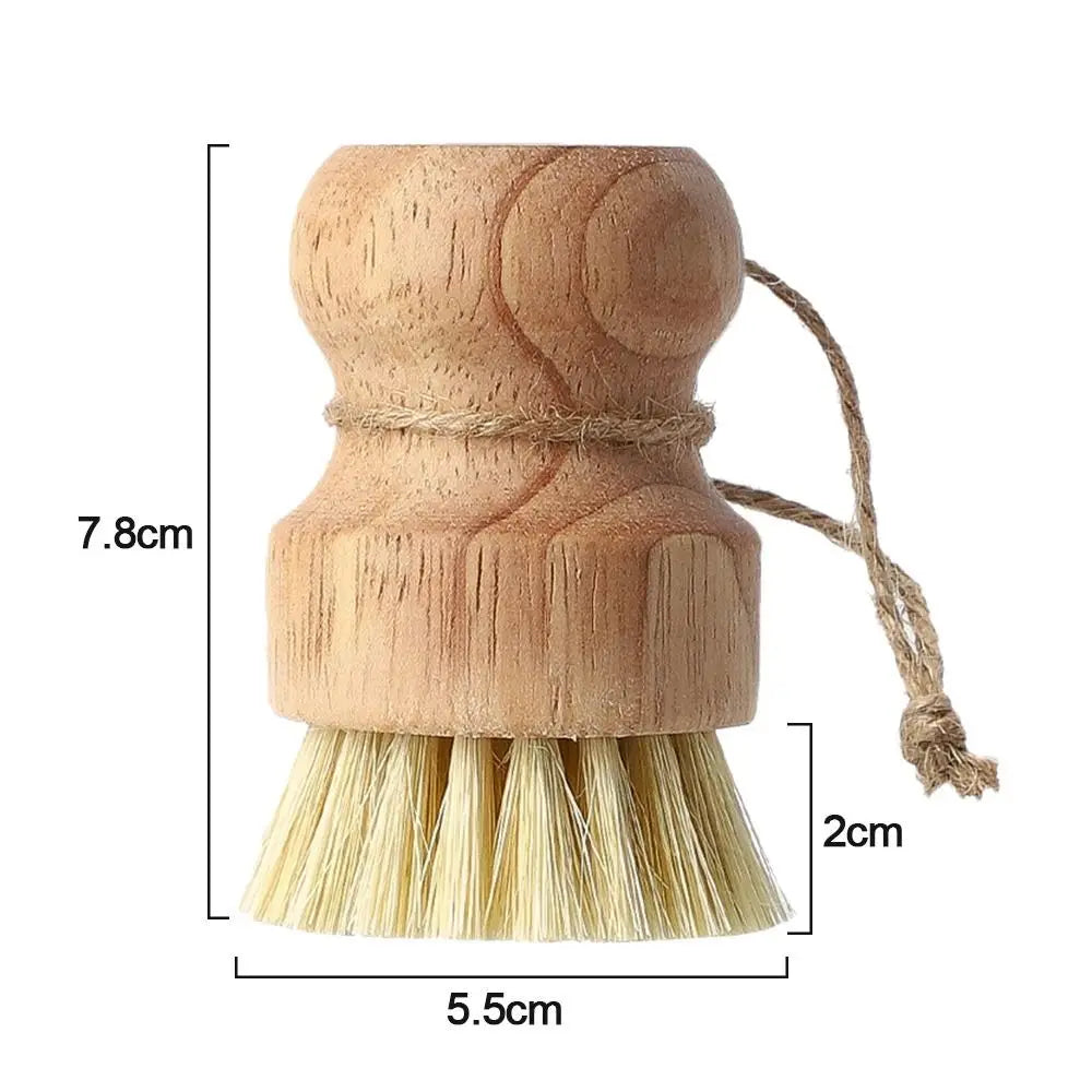 2pcs Bamboo Dish Scrub Brush Natural Scrub Cleaning Brush Vegetable Brush for Dishes Cast Iron Pots Pans Bathroom Kitchen Sink
