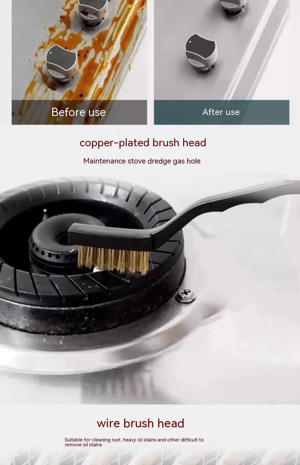 5/8/13 Kitchen Cleaning Brush Set,Deep Clean Gas Stove Brass Brush Gap Cleaning Brushes for Small Spaces,Window, Bathroom