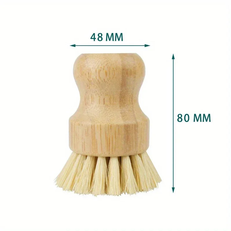 Natural Kitchen Dishwashing Brush with Wood Handle Non Oil Staining Rope Wash Pot Brush Natural Sisal Coconut Cleaning Supplies