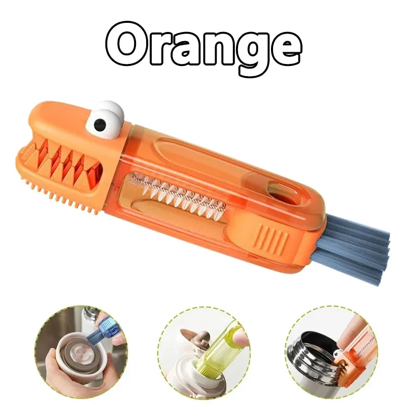 3-in-1 Crocodile Cup Lid Cleaning Brush 180° Rotatable Cup Crevice Cleaning Tools Bottle Crevice Cleaner Brush for Home Kitchen
