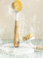 Natural Sisal Soft-Bristled Pot Brush, Household Kitchen Dishwashing Brush, Log Brush, Multi-Functional Beech Cleaning Brush