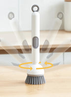 Plastic Dish Brush Rotatable Kitchen Pot Brush Hanging Utensil Brush Convenient Long Handle Home Dishes Brush For Stain Removal