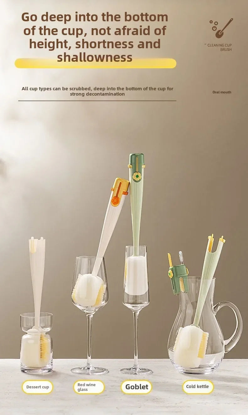 5-in-1cup Washing Tool for Household Use Multifunctional Cup Brush Water Cup Thermos Cup Brush Milk Bottle Cleaning Sponge Brush