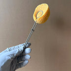 304 Stainless Steel Long Handle Replaceable Sponge  Natural Wood Pulp Cotton Sponge Cup Brush Sponge Bottle Cleaning Brush