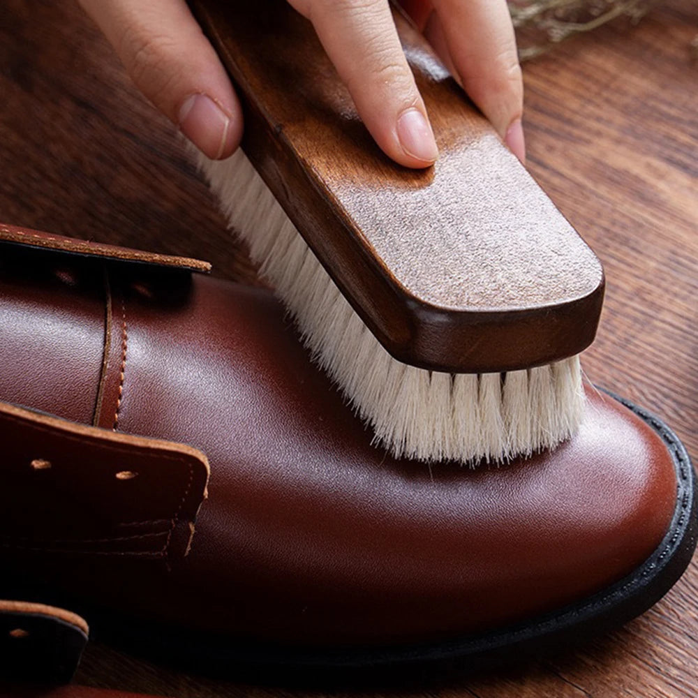 1 Piece Solid Wood Wool Shoe Brush, Polishing, Cleaning, Care Brush, Suitable For Leather Or Fabric Shoes, Cleaning Brush