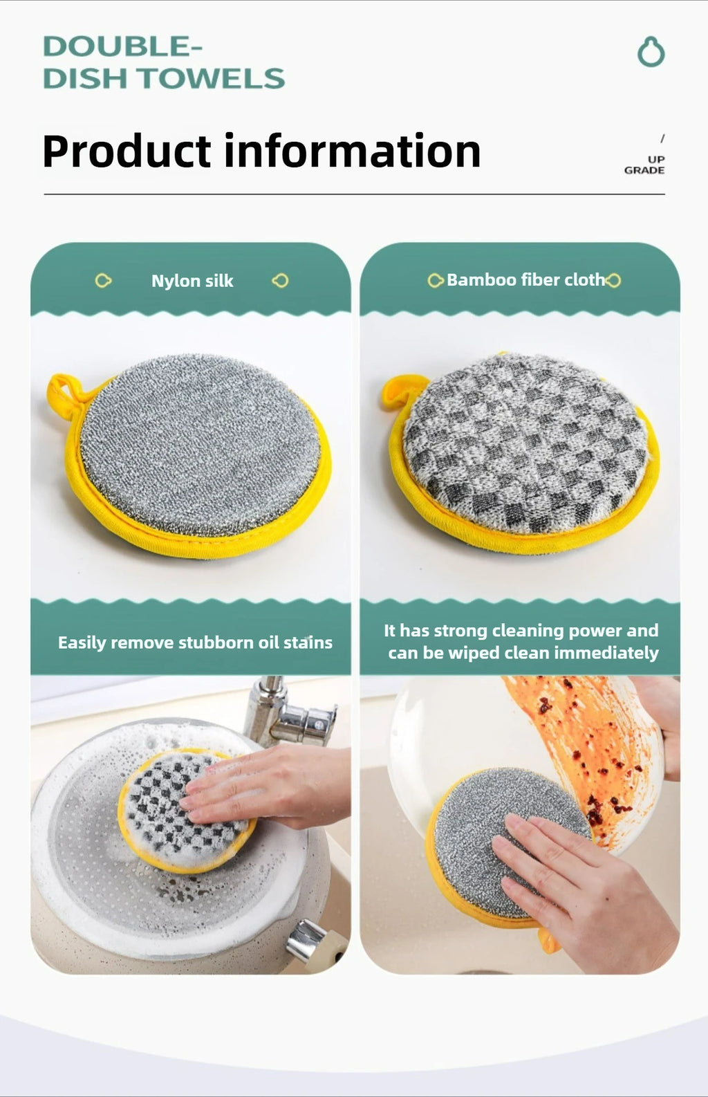 5PCS Double-Side Dish Wash Sponges, Dish Washing Brush Pan Pot, Dishwashing Sponge, Household Cleaning Reusable Kitchen Tools
