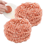2 pcs/set Kitchen Scrub Pads Copper Dishwashing Brush Dish Cleaning Brush Wire Pot Scrubber Cleaning Supplies Dishwashing Sponge
