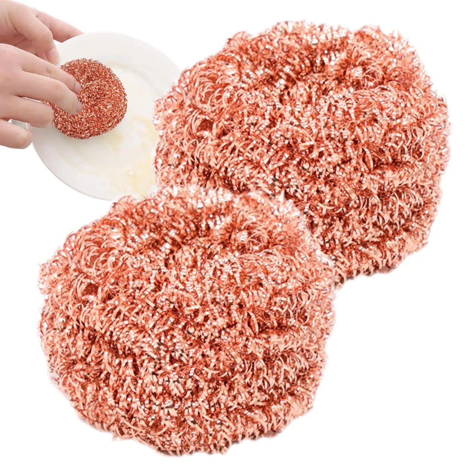 2 pcs/set Kitchen Scrub Pads Copper Dishwashing Brush Dish Cleaning Brush Wire Pot Scrubber Cleaning Supplies Dishwashing Sponge