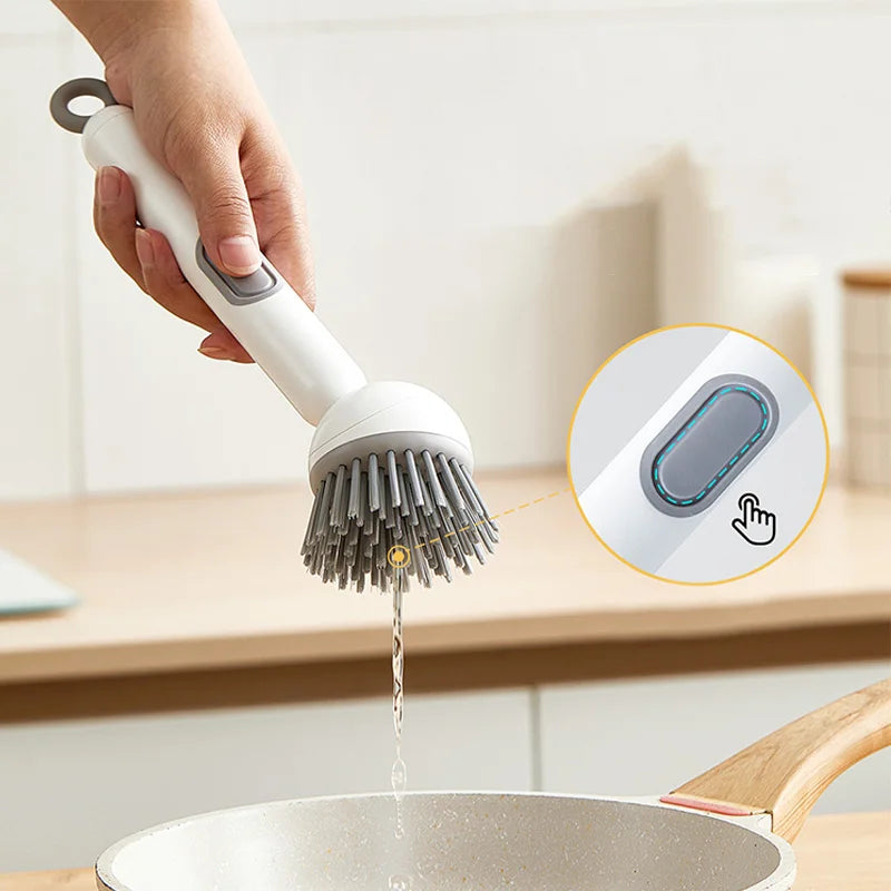 Plastic Dish Brush Rotatable Kitchen Pot Brush Hanging Utensil Brush Convenient Long Handle Home Dishes Brush For Stain Removal