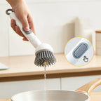 Plastic Dish Brush Rotatable Kitchen Pot Brush Hanging Utensil Brush Convenient Long Handle Home Dishes Brush For Stain Removal