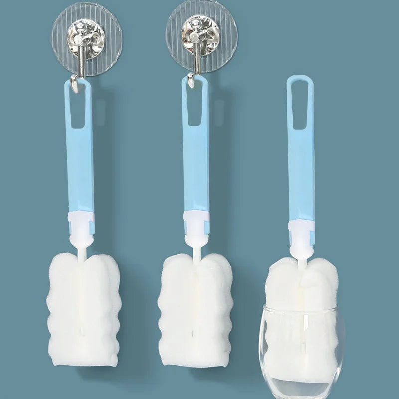 1/3/5Pcs Soft Sponge Cup Brush Long Handle Sponge Bottle Brush Drink Wineglass Bottle Glass Cup Washing No Deadend Cleaning Tool