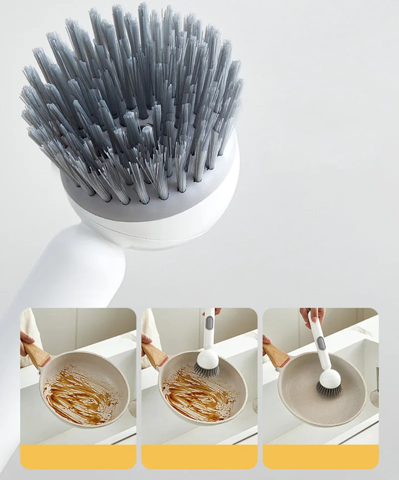Plastic Dish Brush Rotatable Kitchen Pot Brush Hanging Utensil Brush Convenient Long Handle Home Dishes Brush For Stain Removal
