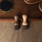 Horse Hair Oiling Brush, Beech Small Shoe Brush, Soft Fur Leather Shoe Care Brush, Dust Removal, Oiling and Polishing