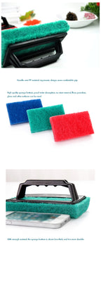 Household Sponge Scouring Pads with Handle Kitchen Sink Scrubber Pot Brush for Daily Cleaning and Cooking Tools