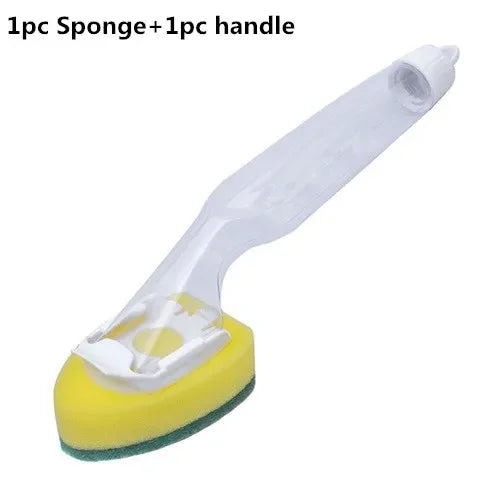 Dish Washing Tool Soap Dispenser Handle Refillable Bowls Pans Cups Cleaning Sponge Brush for Kitchen Clean Tools