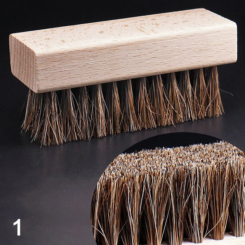 Useful Wood Handle Shoe Brush Polish Brush Plastic Hair Soft Pig Hair Brush Sneaker Shoe Cleaning Brush Laundry Brush