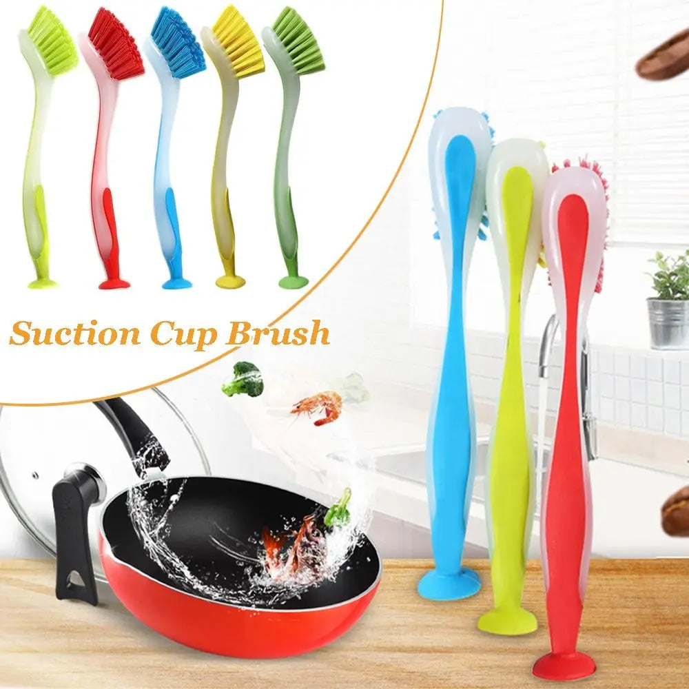 Vertical Bowl Pot Dish Kitchen Cleaning Brush Suction Cup Brush Washing Brush