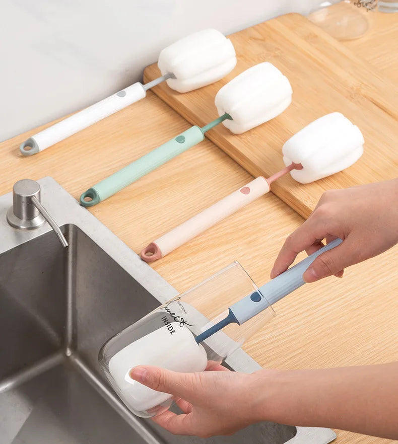 New Nordic-style Cup Brush Long-handled Sponge Cup Brush Detachable and Replaceable Head Baby Bottle and Thermos Cup Clean Brush