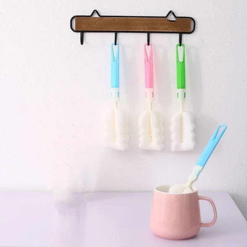 New 2 Pcs Sponge Baby Milk Feeding Bottle Brush Nipple Cleaning Cup Scrubber Washing Brushes Kitchen Cleaner Home Supplies