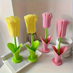 1pc Tulip-Shaped Long Handle Cup Brush - Reusable, Easy Storage Sponge For Kitchen & Bathroom Cleaning