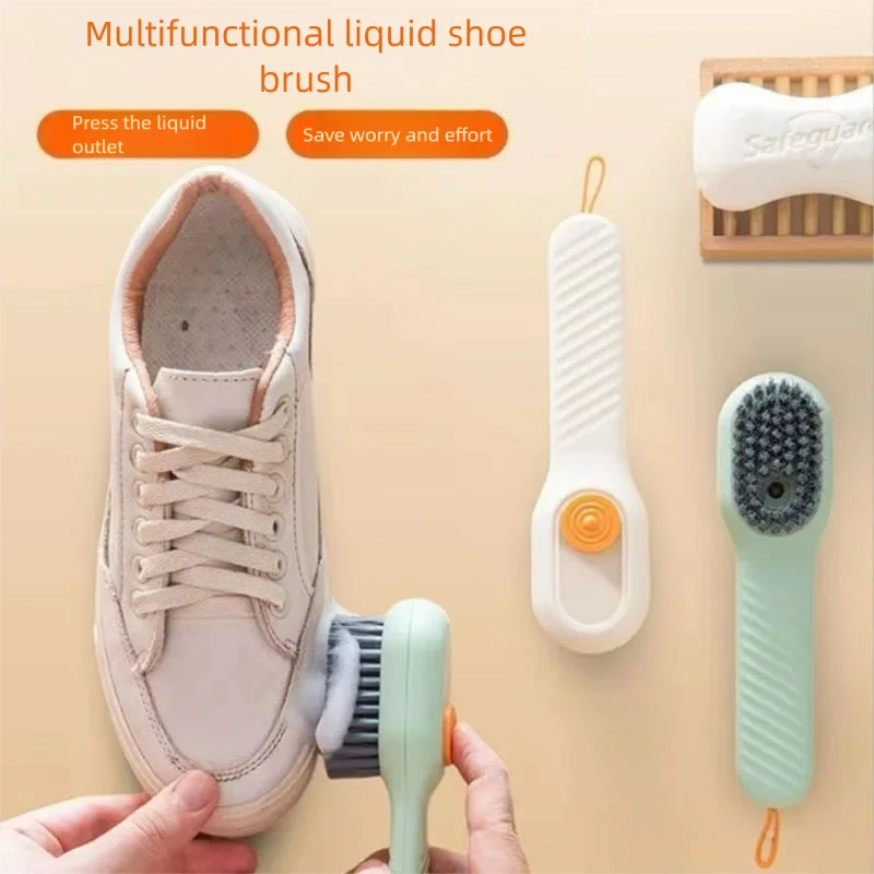 1pcs/2pcs/3pcs Multi-Functional Shoe Brush with Liquid Dispenser Household Press Type Soft Fur for Washing Shoes Cleaning Tool