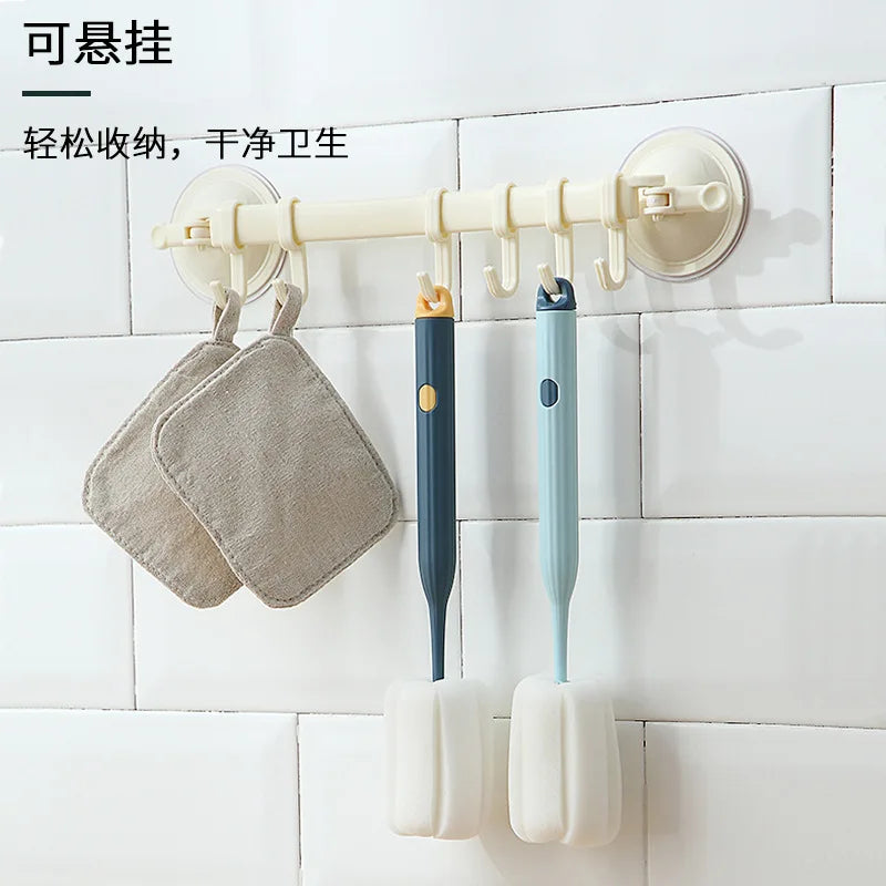 Household sponge head cleaning cup brush long handle thermos brush set washing tea cup bottle cleaning brush