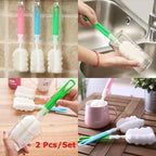 New 2 Pcs Sponge Baby Milk Feeding Bottle Brush Nipple Cleaning Cup Scrubber Washing Brushes Kitchen Cleaner Home Supplies