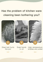 Natural Sisal Soft-Bristled Pot Brush, Household Kitchen Dishwashing Brush, Log Brush, Multi-Functional Beech Cleaning Brush