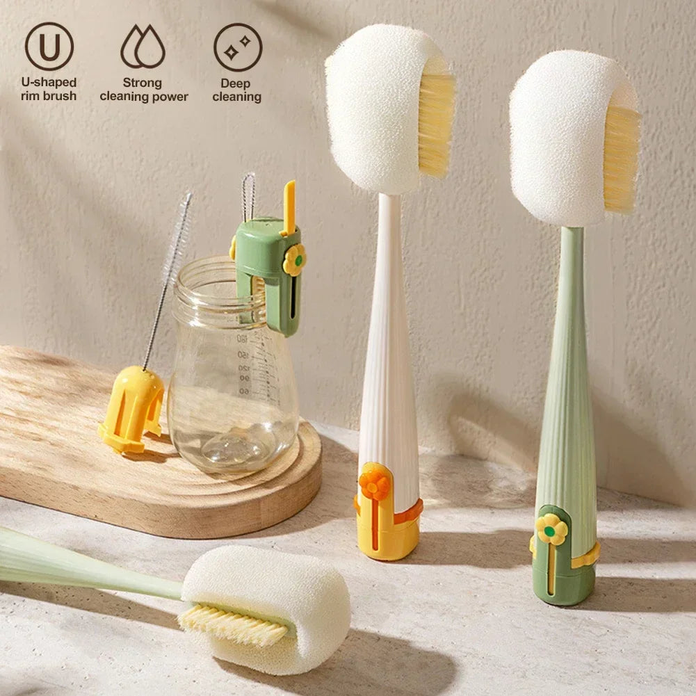 5-in-1cup Washing Tool for Household Use Multifunctional Cup Brush Water Cup Thermos Cup Brush Milk Bottle Cleaning Sponge Brush
