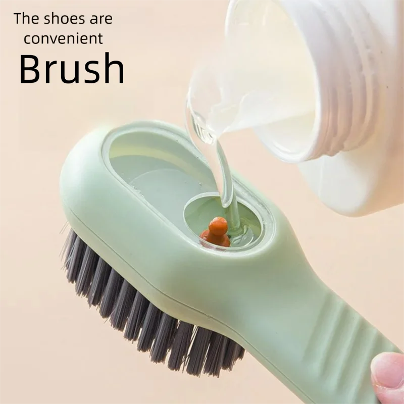 1pcs/2pcs/3pcs Multi-Functional Shoe Brush with Liquid Dispenser Household Press Type Soft Fur for Washing Shoes Cleaning Tool