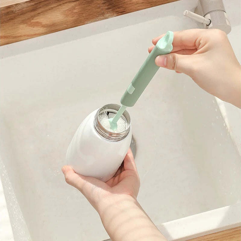 Removable Long Handle Soft Sponge Brush Kitchen Washing Cleaning Tool For Coffee Drink Wineglass Bottle Glass Cup Brush