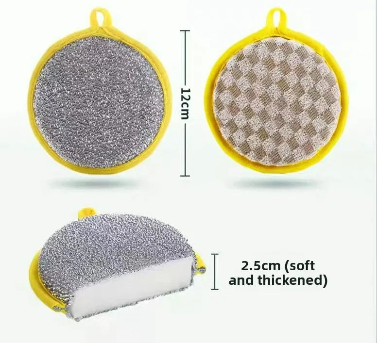 5PCS Double-Side Dish Wash Sponges, Dish Washing Brush Pan Pot, Dishwashing Sponge, Household Cleaning Reusable Kitchen Tools