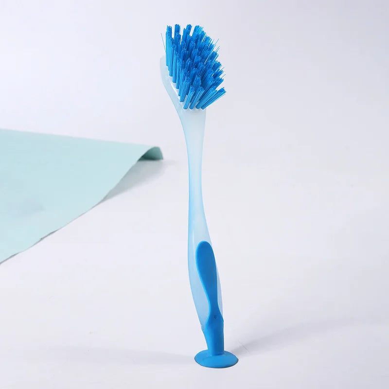 1pc Pot Cleaning Brush Vertical Multifunction Kitchen Suction Cup Type Sink Scrub Long Handle