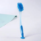 1pc Pot Cleaning Brush Vertical Multifunction Kitchen Suction Cup Type Sink Scrub Long Handle