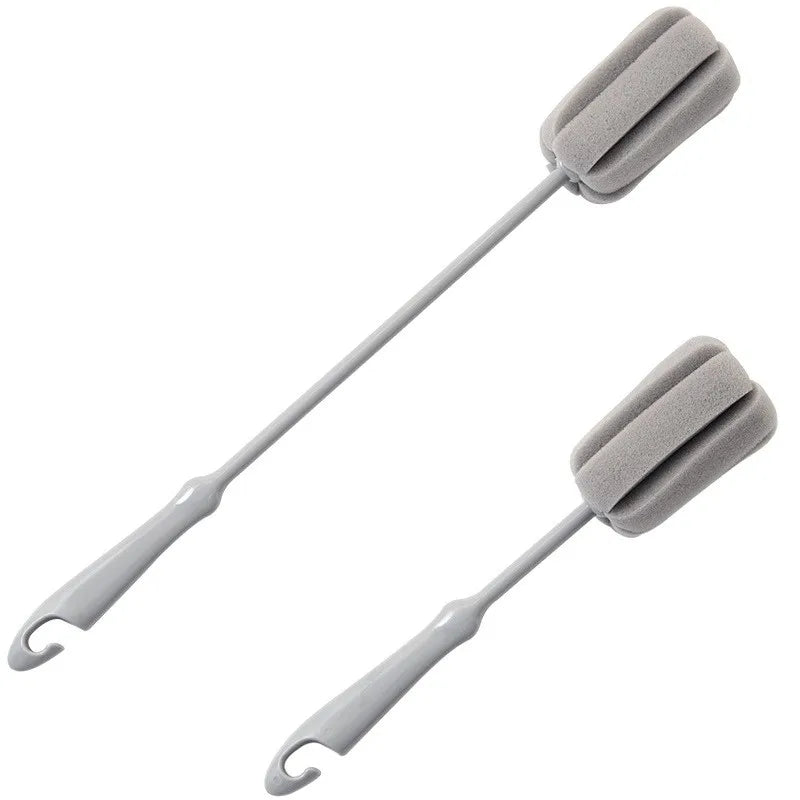 2493 Sponge Cup Brush Milk Bottle Brush Steel Ball Long Handle Spongy Brush Kitchen Household Cleaning Brush