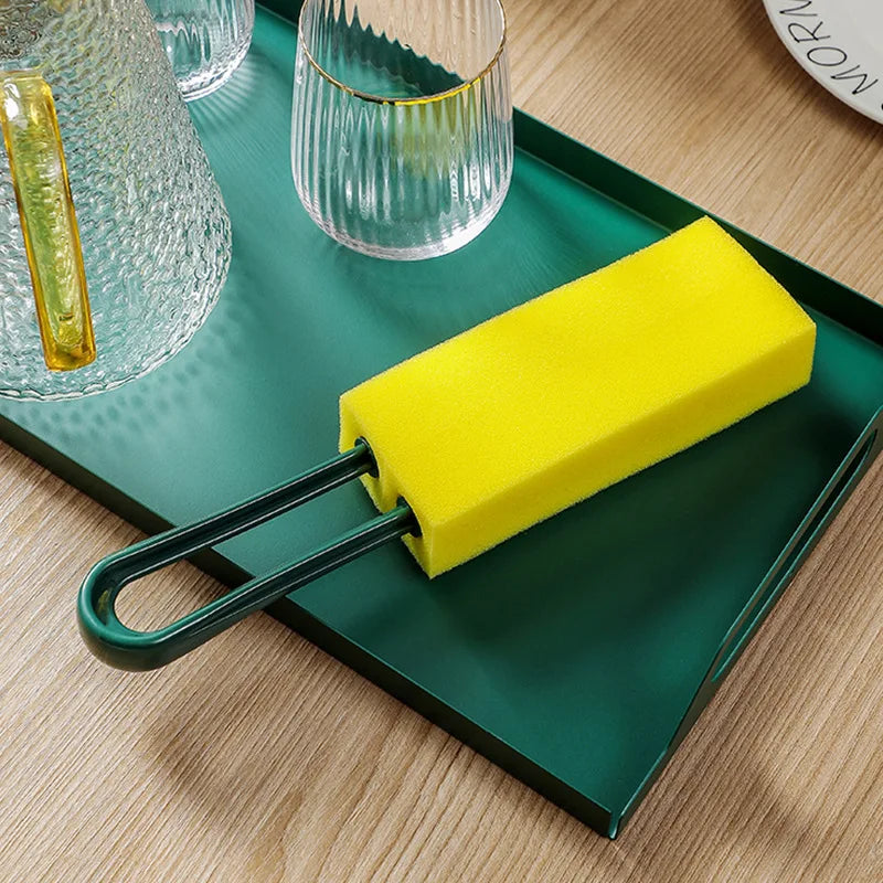 Double Sided Soft Sponge Brush U Shaped Extended Handle Washing Cup Brush Teapot Water Cup Milk Bottles Kitchen Cleaning Tools