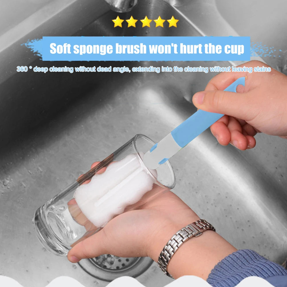20/30cm Bottle Cleaning Brush Long Handle Soft Sponge Brush Water Bottle Glass Cup Washing Cleaner Tool For Bottle Vacuum Flasks