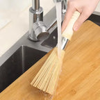 Natural Bamboo Wok Brush with Long Wooden Handle Durable Dish Scrubber Pot Pan Cleaner for Kitchen Home Restaurant Cleaning Tool