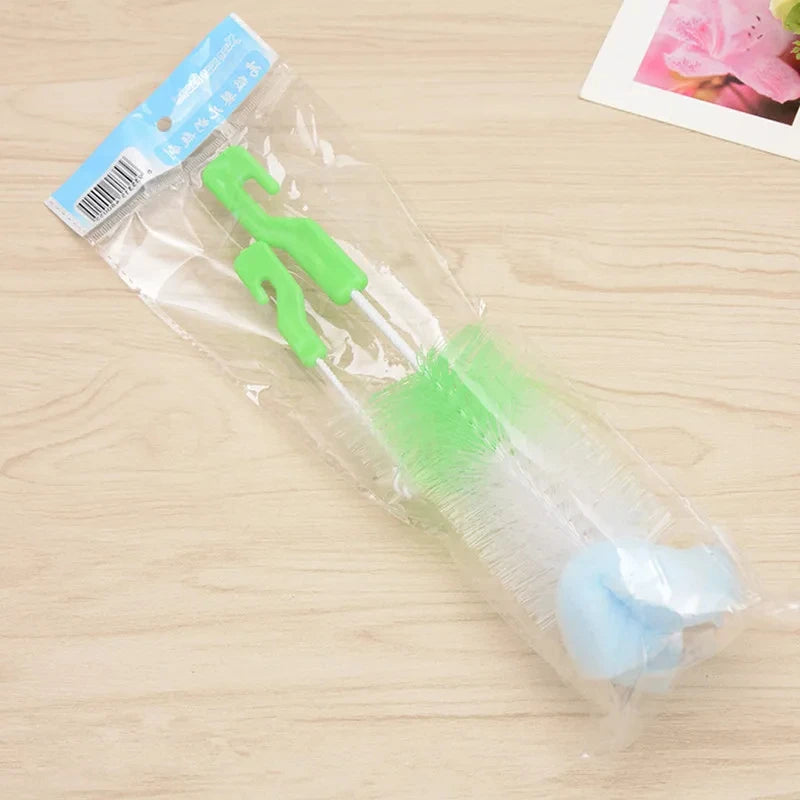 2 PCs/ Set Random Color Baby Bottle Cup 360-degree Sponge Cleaner+nipple Brush 360-degree Cleaning Tool Scrubber Cleaning Brush