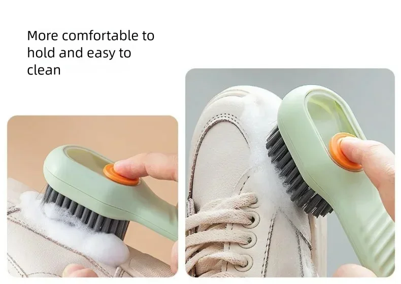 1pcs/2pcs/3pcs Multi-Functional Shoe Brush with Liquid Dispenser Household Press Type Soft Fur for Washing Shoes Cleaning Tool