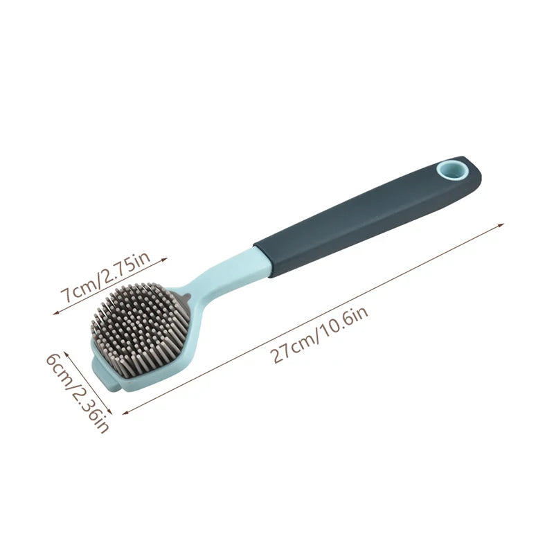 1PC Cleaning Brush Kitchen Soft Plastic Long Handle Silicone Brush Dishes Scrub POTS Brush Decontamination Cleaning Brush