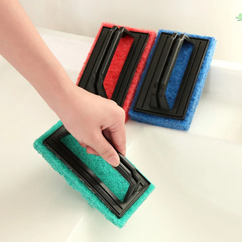 Household Sponge Scouring Pads with Handle Kitchen Sink Scrubber Pot Brush for Daily Cleaning and Cooking Tools
