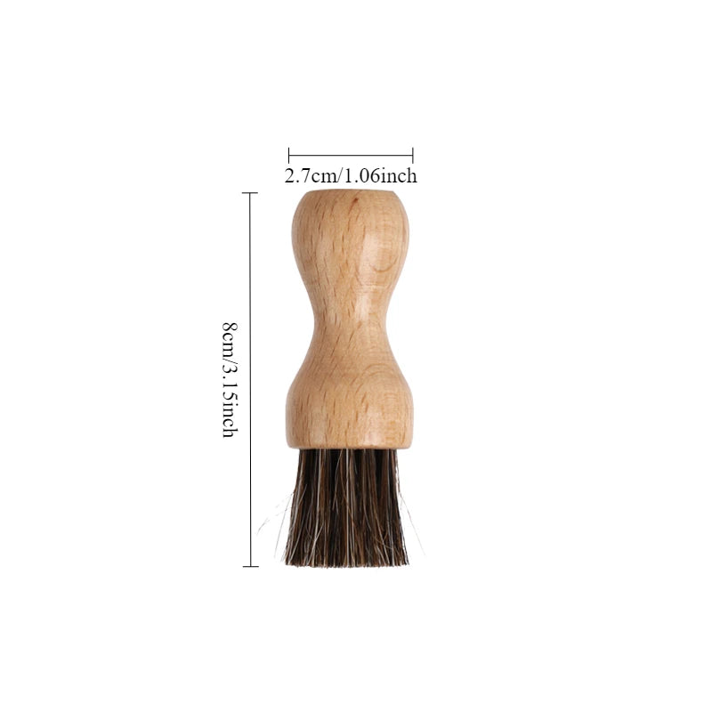 Horse Hair Oiling Brush, Beech Small Shoe Brush, Soft Fur Leather Shoe Care Brush, Dust Removal, Oiling and Polishing