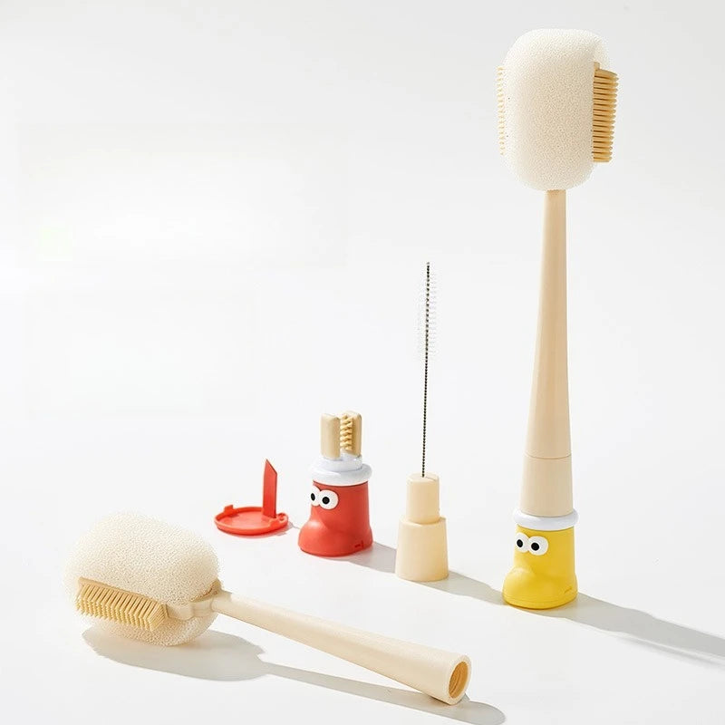 1PC Special sponge brush for washing cups Baby Bottle Straw Brush Five in one long handled cup brush Water cup cleaning artifact