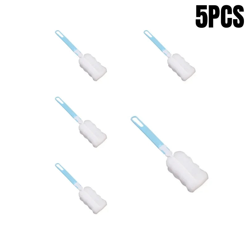 1/3/5Pcs Soft Sponge Cup Brush Long Handle Sponge Bottle Brush Drink Wineglass Bottle Glass Cup Washing No Deadend Cleaning Tool